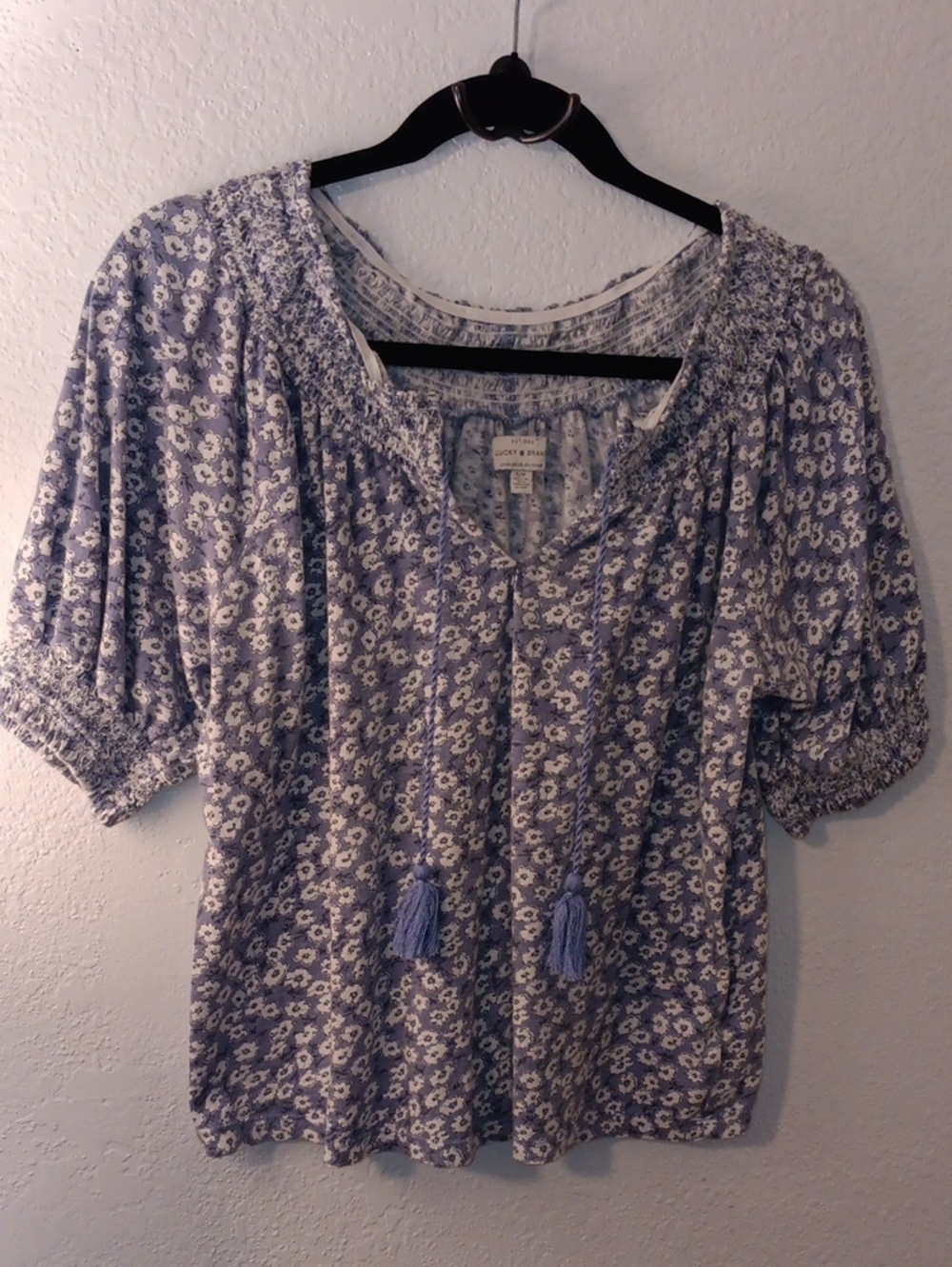 Lucky Brand Lavender Floral Peasant Top